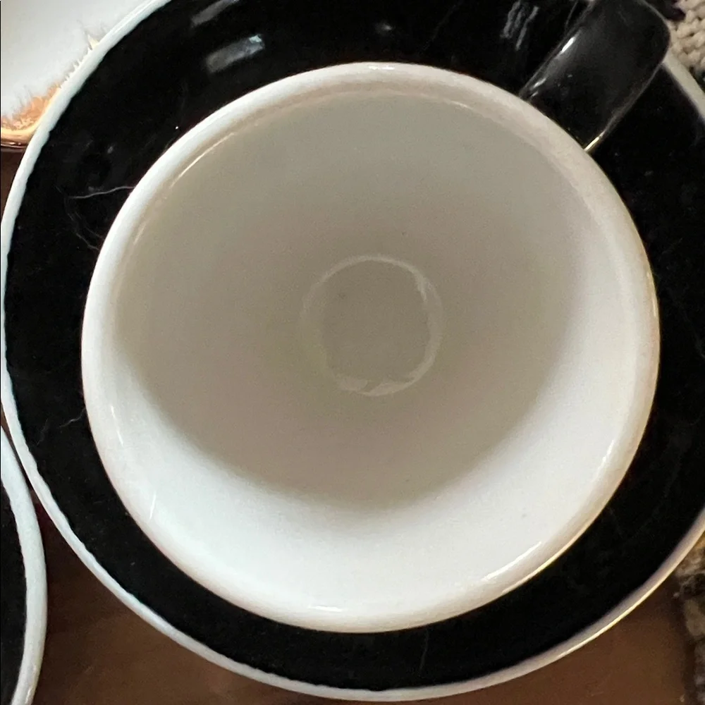 Florio Black Espresso Cups and Saucers Set of 2